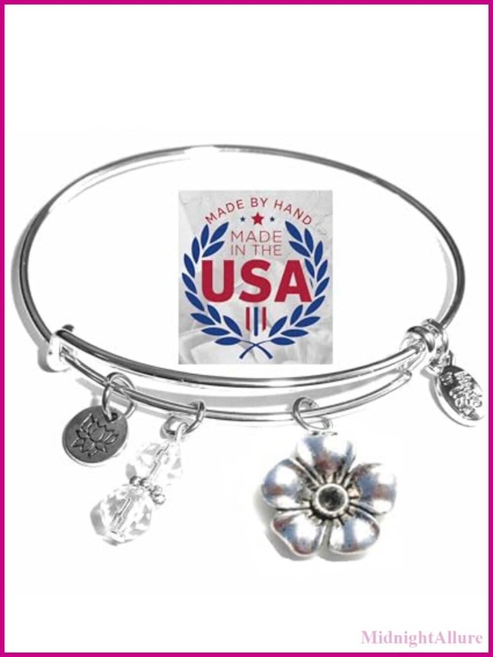Handmade Expandable Charm Bangle Bracelet Stainless Steel Wire Adjustable